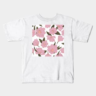 Cold pink magnolias pattern Kids T-Shirt